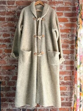 Vintage Coldwater Creak Oatmeal Teddy Duster Jacket Toggle